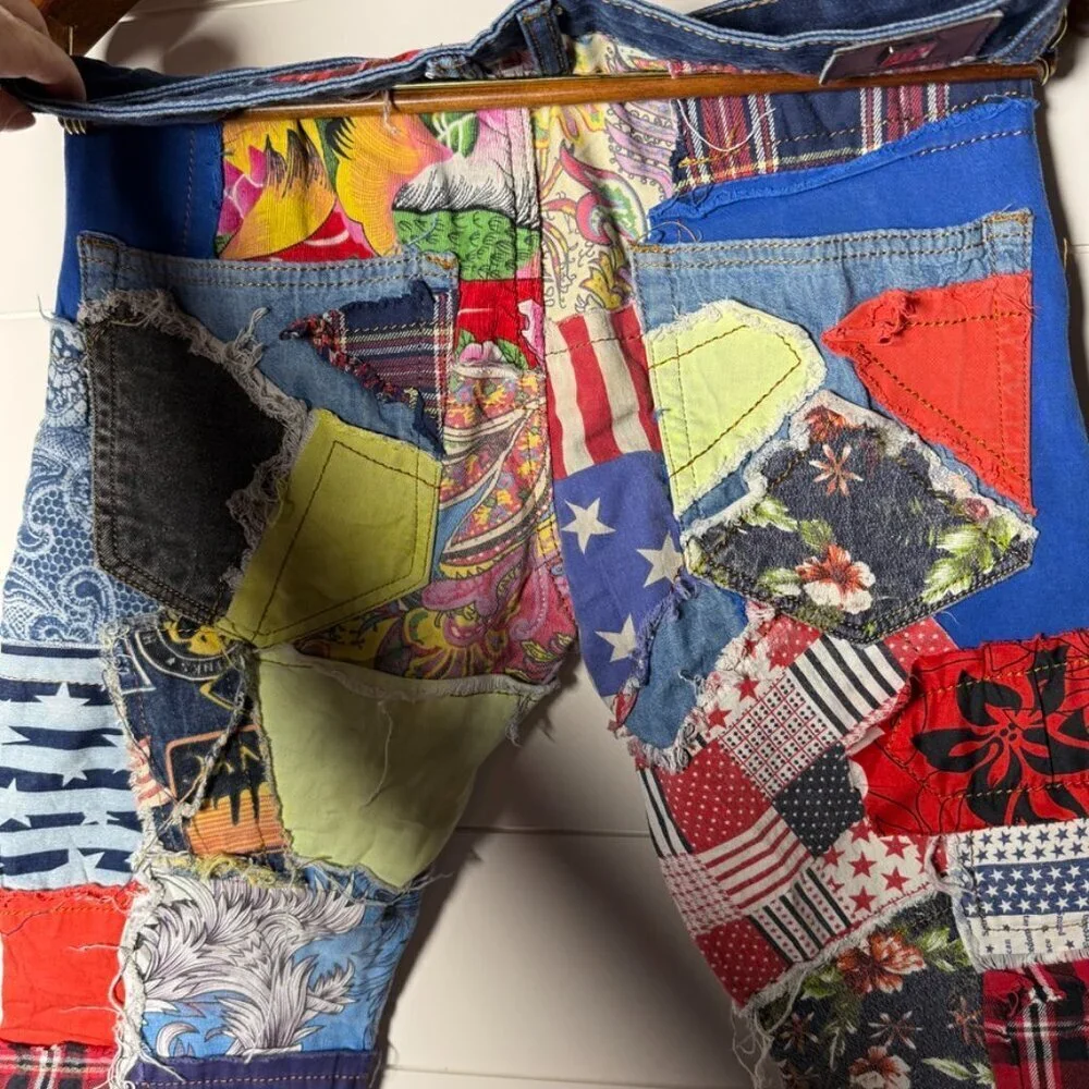 RARE BiePa Jeans 1971 Patchwork Distressed Jeans Size 32